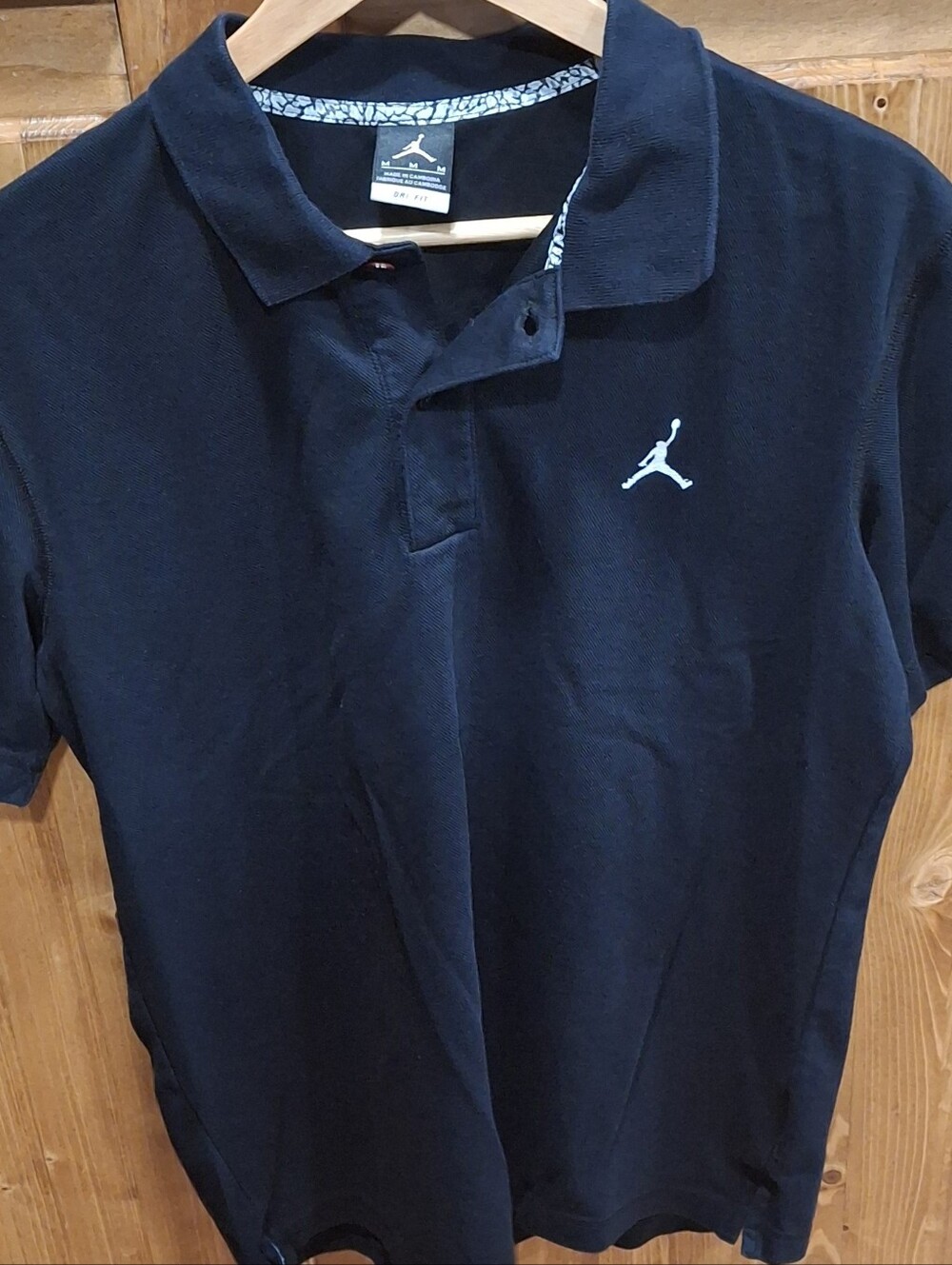 Jordan Black Polo with White Jumpman Logo Mens Med Preowned